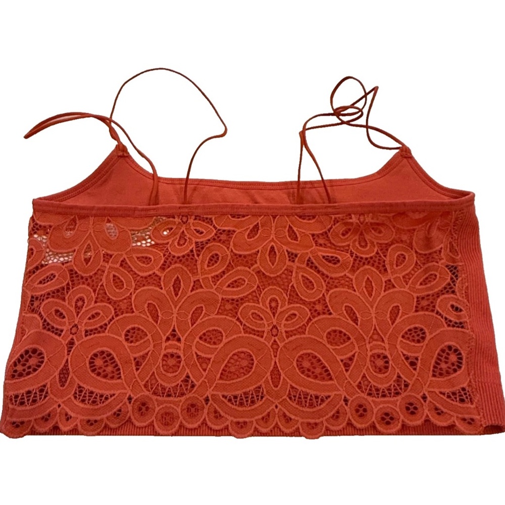 Gilly Hicks Women's Crop Tank Cami Lace Back Tank Top Burnt‎ Orange; Medium